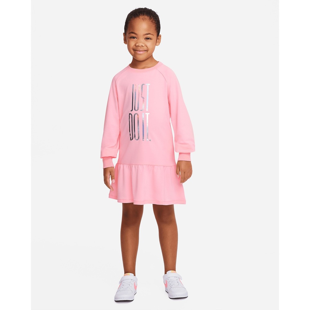 Nike Sportswear Little Girls Heritage Metallic "Just Do‎ It" Dress in Pink Sz 6